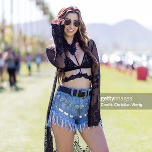 LA HEARTS (PACSUN) sheer black cardigan with detail size S